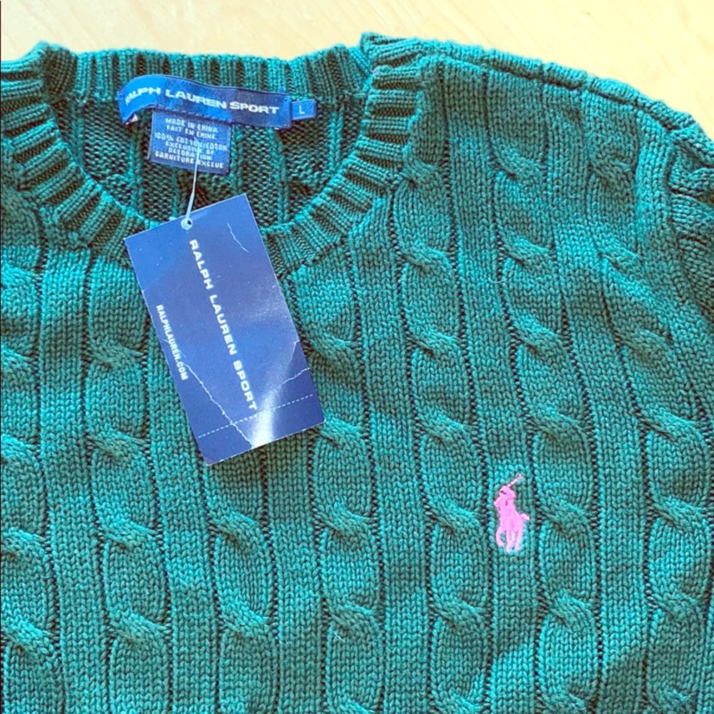 Ralph Lauren cable knit sweater. New. Sz Large.